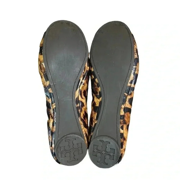 Tory Burch Eddie Patent Leather Leopard Animal Print Ballet Flats Women’s 7.5 - Picture 9 of 10